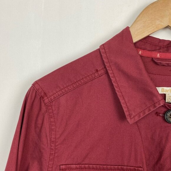 Barbour 6 Saltwater Overshirt Burgundy Red Mulberry Cotton - Picture 4 of 13